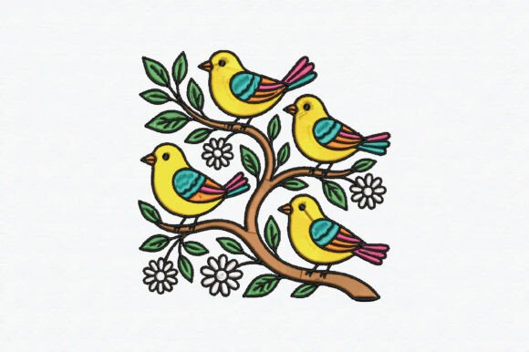 Bird Coloring Flowers Embroidery Design Review
